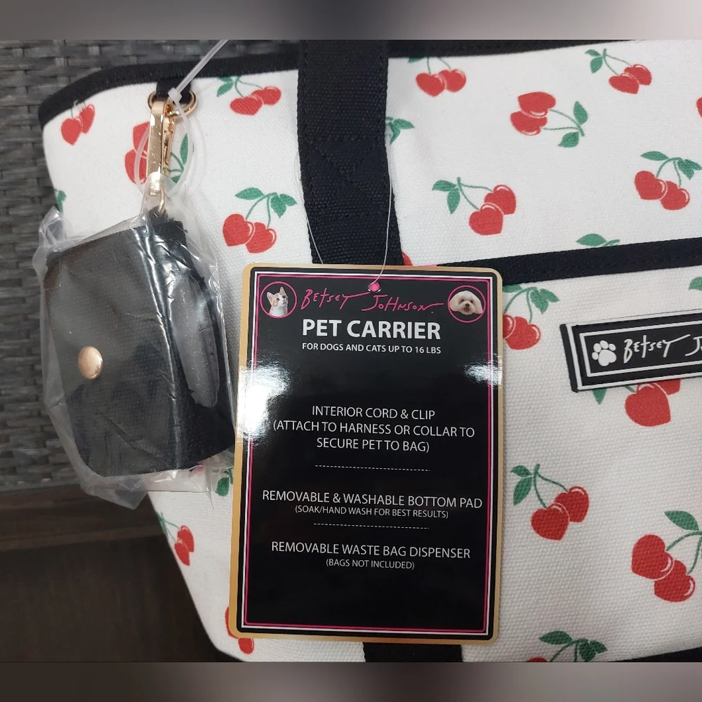 Betsey Johnson Cherry Heart Pet Tote Bag Carrier NWT